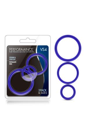 Performance - Vs4 Pure Premium Silicone Cockring Set - Indigo