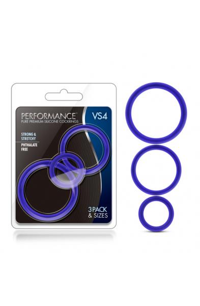 Performance - Vs4 Pure Premium Silicone Cockring Set - Indigo