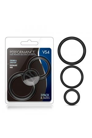 Performance - Vs4 Pure Premium Silicone Cockring Set - Black