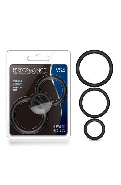 Performance - Vs4 Pure Premium Silicone Cockring Set - Black