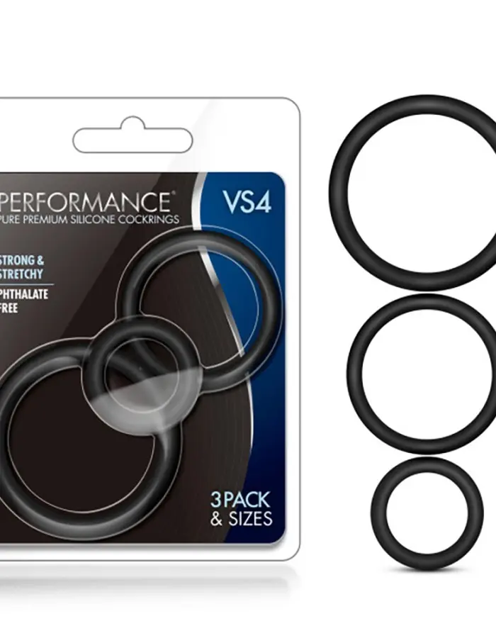 Performance - Vs4 Pure Premium Silicone Cockring Set - Black