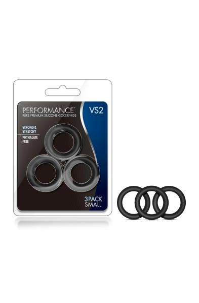 Performance - Vs2 Pure Premium Silicone Cockrings - Small - Black