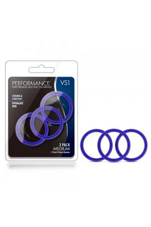 Performance - Vs1 Pure Premium Silicone Cockrings  - Medium - Indigo