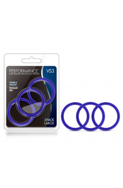 Performance - Vs3 Pure Premium Silicone  Cockrings - Large - Indigo