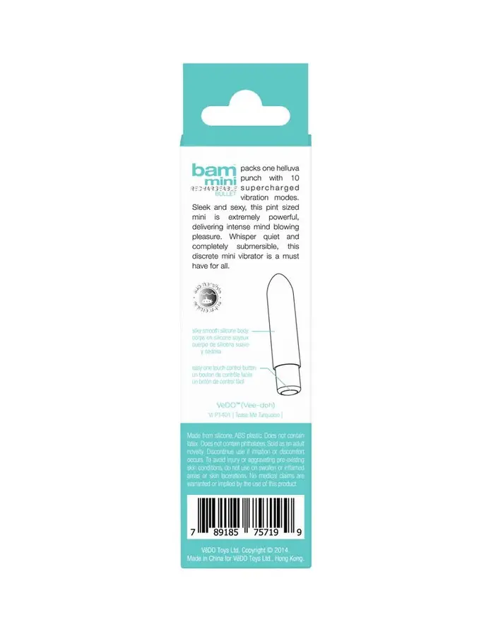 Bam Mini Rechargeable Bullet Vibe - Turquoise