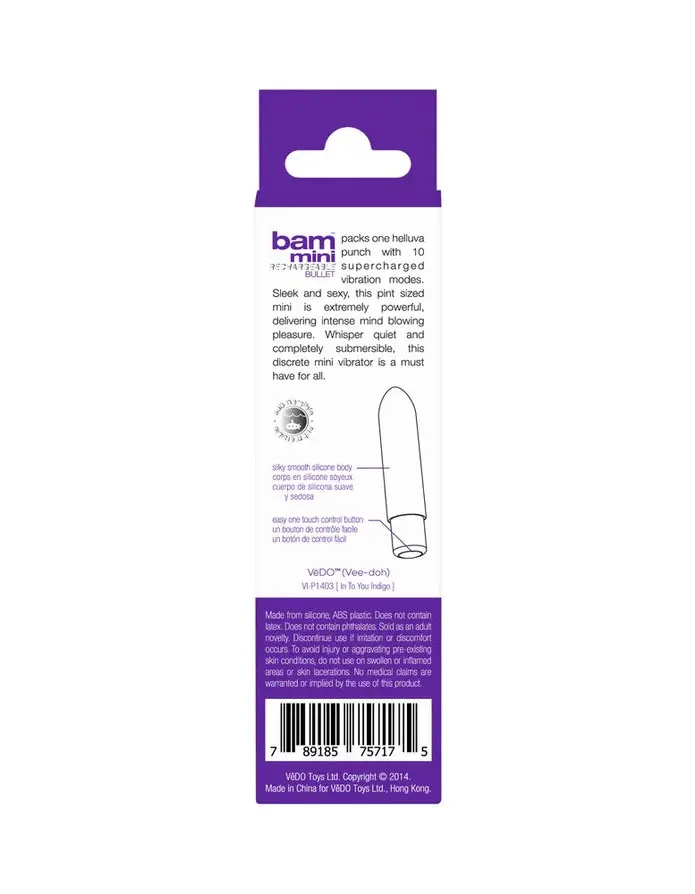 Bam Mini Rechargeable Bullet Vibe - Indigo
