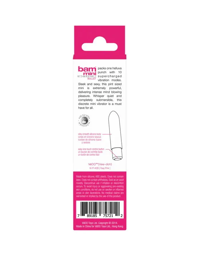 Bam Mini Rechargeable Bullet Vibe - Foxy Pink