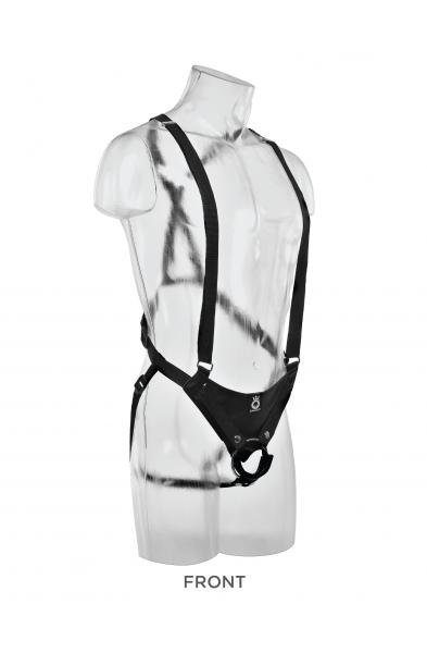 King Cock 11" Two Cocks One Hole Hollow Strap-on  Suspender System - Flesh