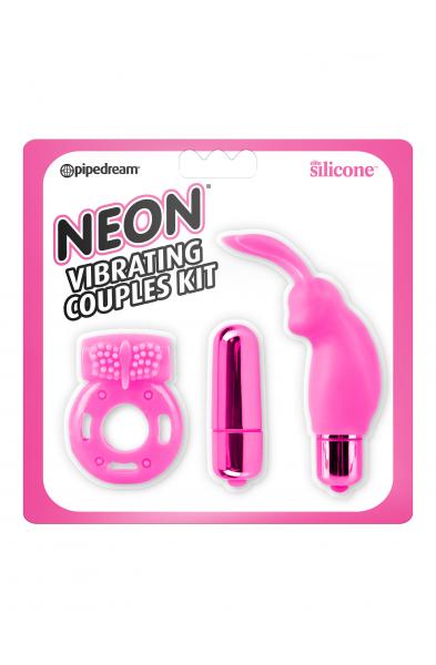 Neon Vibrating Couples Kit - Pink