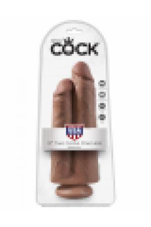 King Cock 9" Two Cocks One Hole - Tan