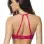 High Neck Bra With Diagonal Eyelash  Lace Panels - Large - Bright Rose