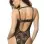 Unlined Cup Bodysuit With Lattice Trim Body Lines and Belted Lace Body - Extra Large - Black