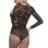 Eyelash v-Plunge Teddy With Lace Sleeves and Microfiber - Extra Large - Black