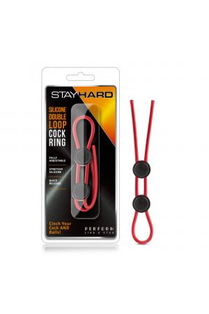 Stay Hard - Silicone Double Loop Cock Ring  - Red