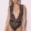 Soft Cup Teddy With Wide Waistband Functional Side Ties and Thong Back - One Size - Black