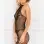 Lace & Net Choker Crotchless Bodystocking - One Size - Black