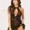 Lace Mesh Babydoll & Panty - Small - Black