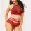 Applique & Mesh Bra Set - Extra Large - Burgundy