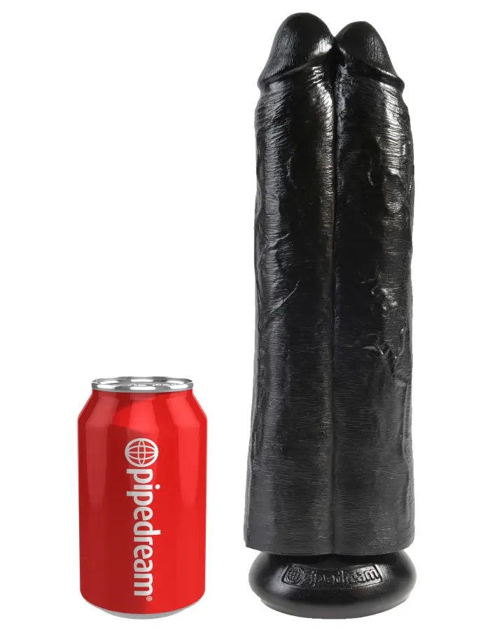 King Cock 11" Two Cocks One Hole - Black