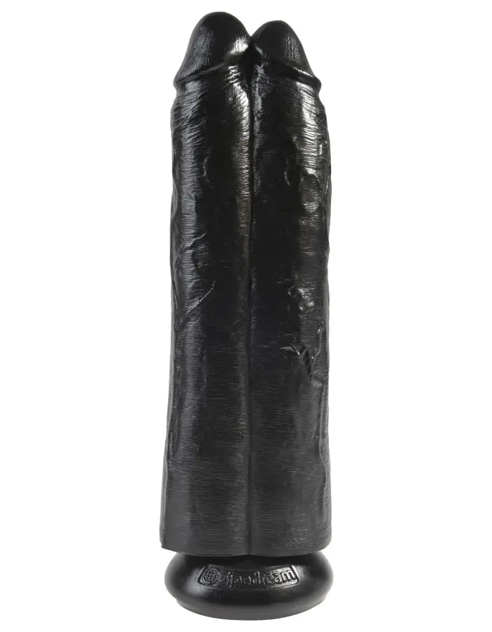 King Cock 11" Two Cocks One Hole - Black