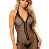 Fishnet Zipper Dress - One Size - Black