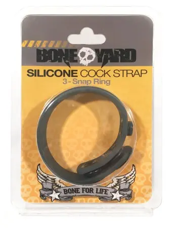 Boneyard Silicone Cock Strap 3-Snap Ring - Gray