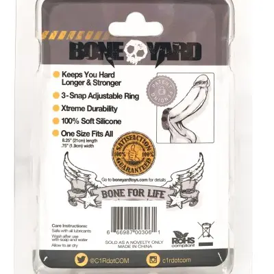Boneyard Silicone Cock Strap 3-Snap Ring - Gray