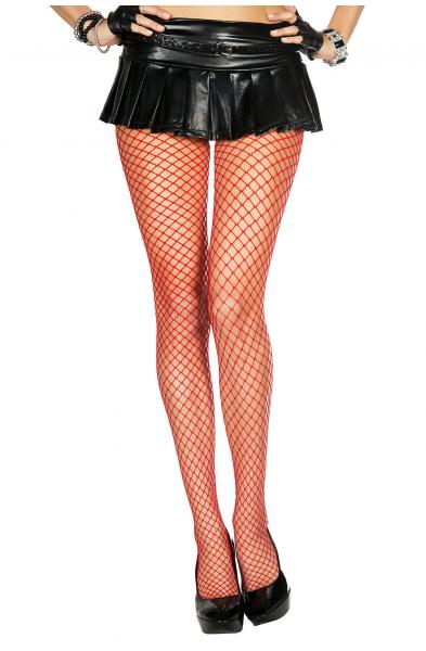 Mini Diamond Net Spandex Pantyhose - One Size - Red