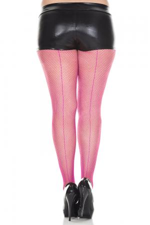 Backseam Fishnet Pantyhose - Queen Size - Fuchsia