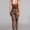 Ruffle Shoulder Strap Crotchless Sheer Bodystocking W / Mock Lace & Panty Design - One Size - Black
