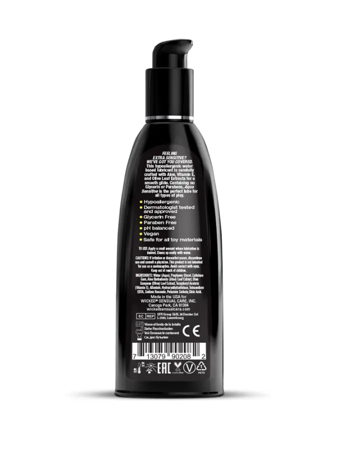 Aqua Sensitive Hypoallergenic Water Based Lubricant - 8 Fl. Oz.