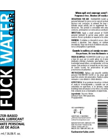 Fuck Water Clear 16oz Water Bases Lubricant