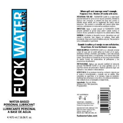 Fuck Water Clear 16oz Water Bases Lubricant