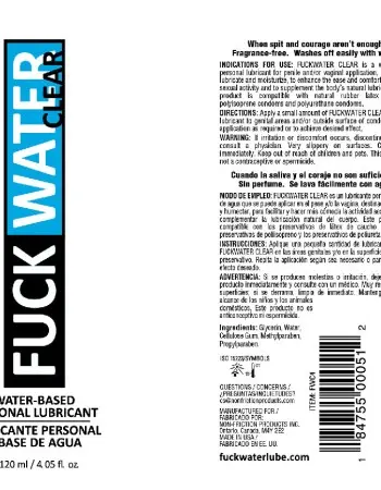 Fuck Water Clear 4oz Water Based Lubricant