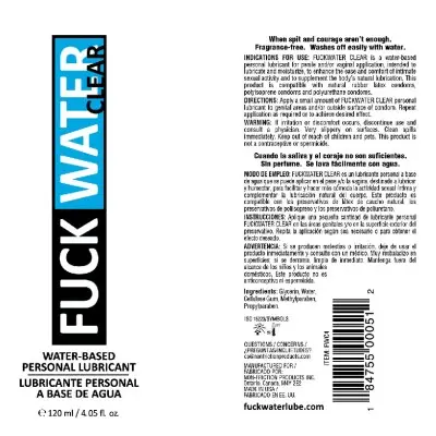 Fuck Water Clear 4oz Water Based Lubricant