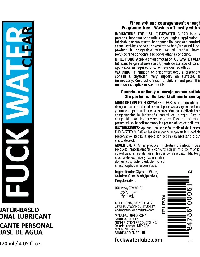 Fuck Water Clear 4oz Water Based Lubricant