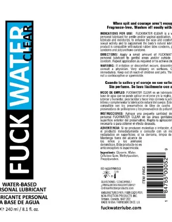 Fuck Water Clear 8.1oz Water Based Lubricant