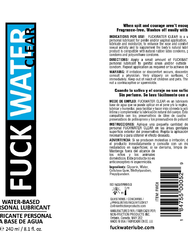 Fuck Water Clear 8.1oz Water Based Lubricant