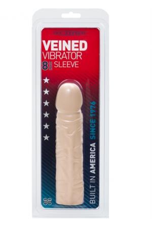 Veined Vibrator Sleeve 8 Inch - White