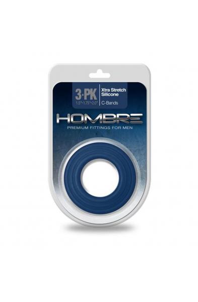 Hombre Xtra Stretch Silicone C-Bands - 3 Pack -  Navy