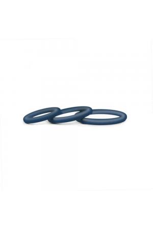 Hombre Snug-Fit Silicone Thin C-Rings - 3 Pack -  Navy