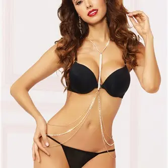 Draped Rhinestone Body Chain - One Size - Silver