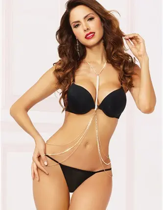 Draped Rhinestone Body Chain - One Size - Silver