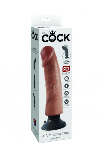 King Cock 9 Inch Vibrating Cock - Tan