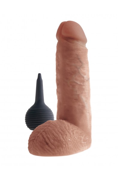 King Cock 8 Inch Squirting Cock With Balls -Tan