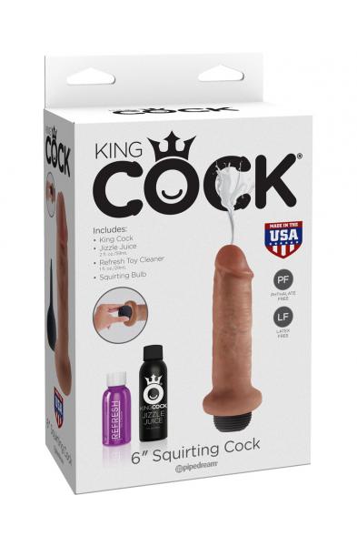 King Cock 6 Inch Squirting Cock - Tan