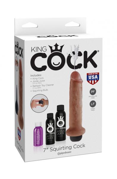 King Cock 7" Squirting Cock - Tan