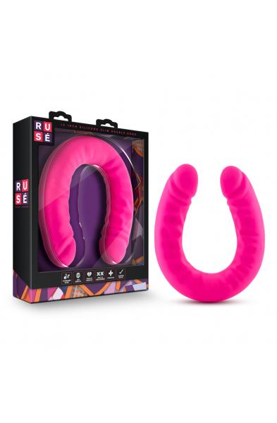 Ruse - 18 Inch Silicone Slim Double Dong - Hot  Pink