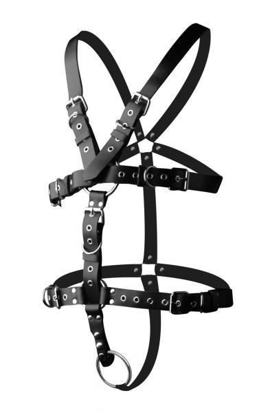 Strict Leather Body Harness With Cock Ring - Medium Large