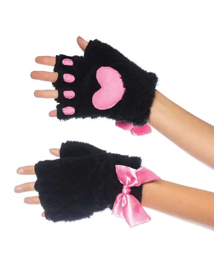 Adult Cat Paw Gloves Costume Accessory - Black